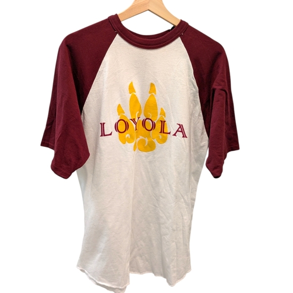Augusta Sportswear Tops - Vintage Loyola University Wolves Raglan Baseball Tee Sportswear Gold Maroon L